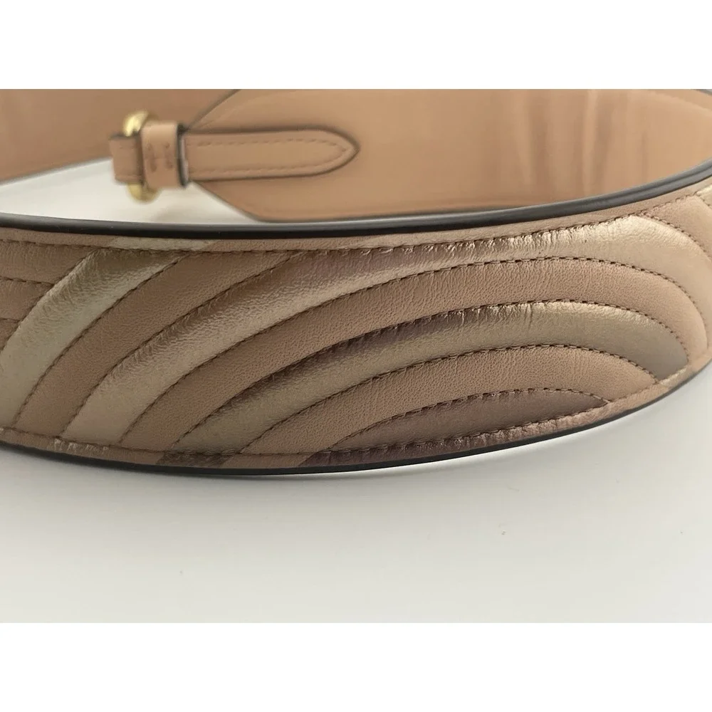 Coach Novelty Strap Quilted Deco Metallic Pink Nude‎ Leather Gold Hardware - Picture 6 of 9
